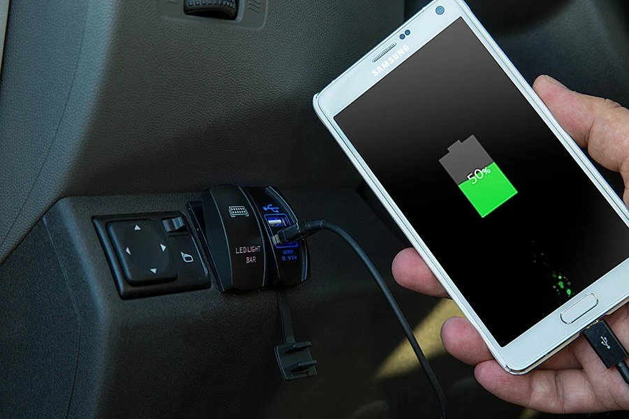 Dual USB Charger LED Rocker Switch Adapter - USB Type A - Blue - Dual USB Power Port - Image 6