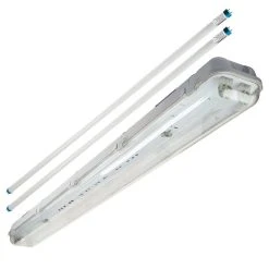 T8 Vapor Tight LED Linear Fixture With 2 T8 Tubes - Industrial LED Light - 4' Long - Natural White