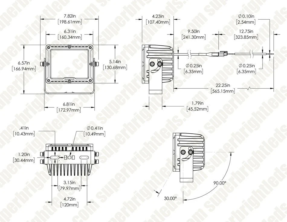 Off-Road LED Work / Spot Light - 6.5" Rectangular - 100W - 9,400 Lumens - Image 12