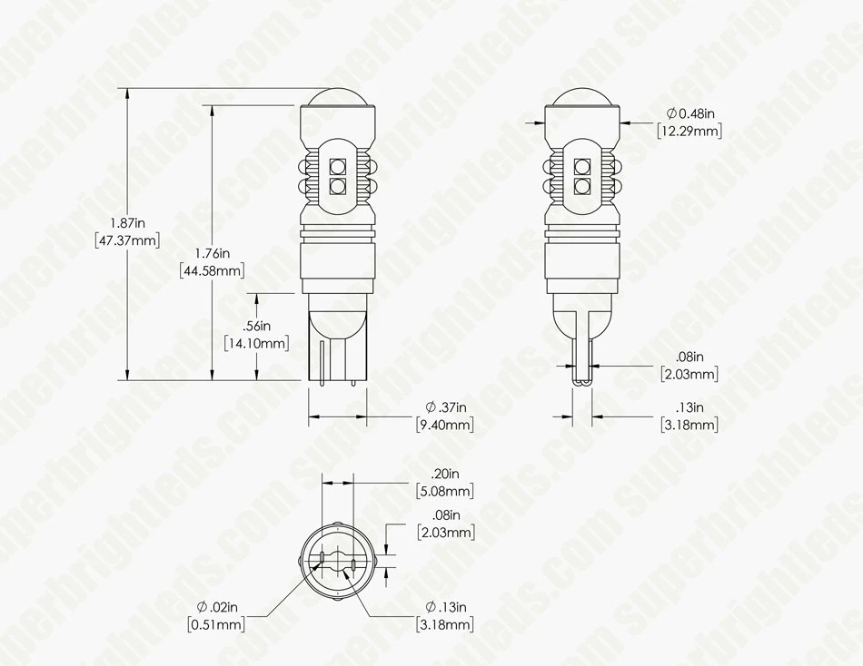 921 LED Landscape Light Bulb With Focusing Lens - 10 SMD LED Tower - Miniature Wedge Retrofit - 350 Lumens - Image 6
