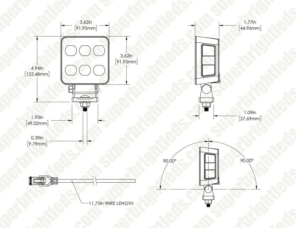 LED Work Light - 3.5β Vibration Resistant Flood Light - 60W - 4,500 Lumens - Single - Image 6
